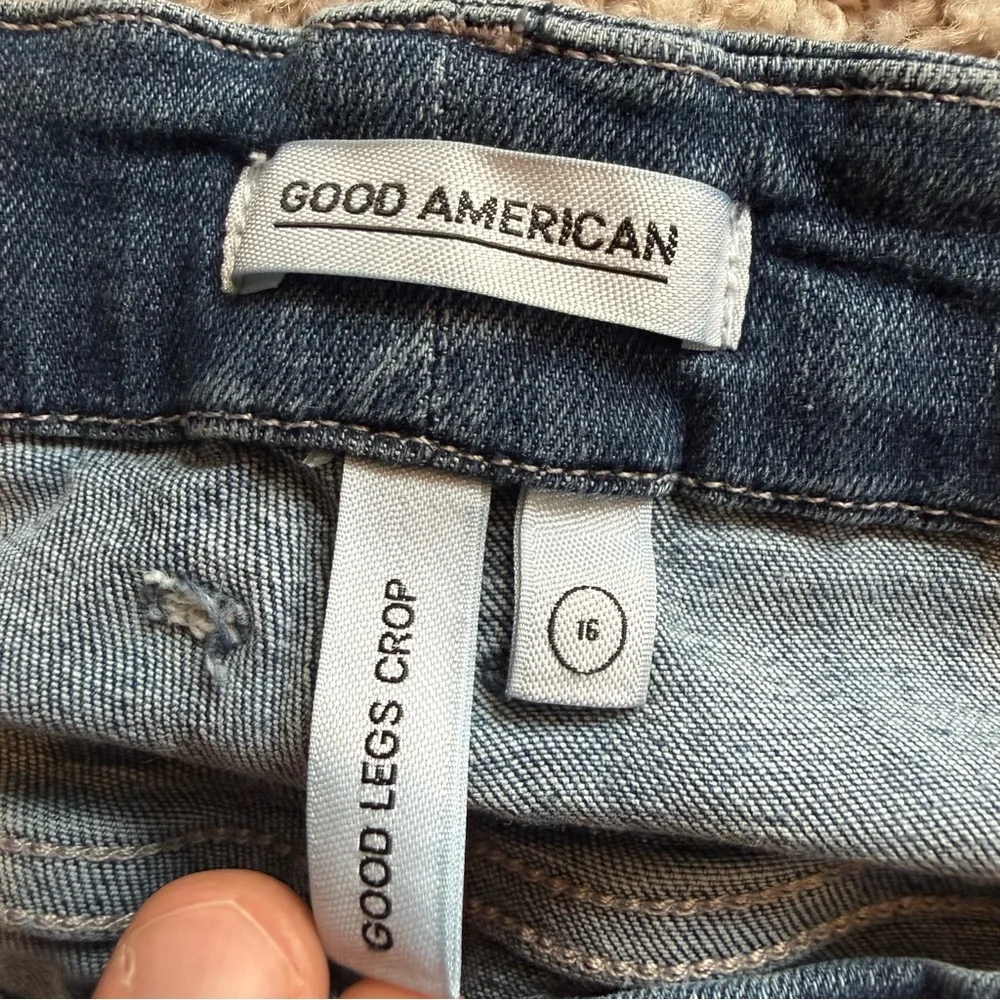 Good American Good Legs Crop Leg Jeans - Dark Blue Size 16 - Picture 4 of 11